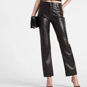 Express 90s Super High Waist Straight Leg Black Vegan Faux Leather Pants Sz 10S